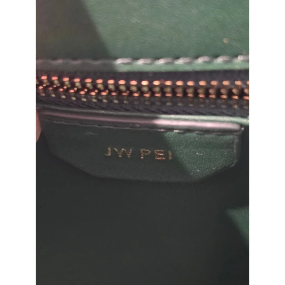JW PEI Dark Green Croc Embossed‎ Vegan Leather Top Handle Flap Bag Gold Hardware